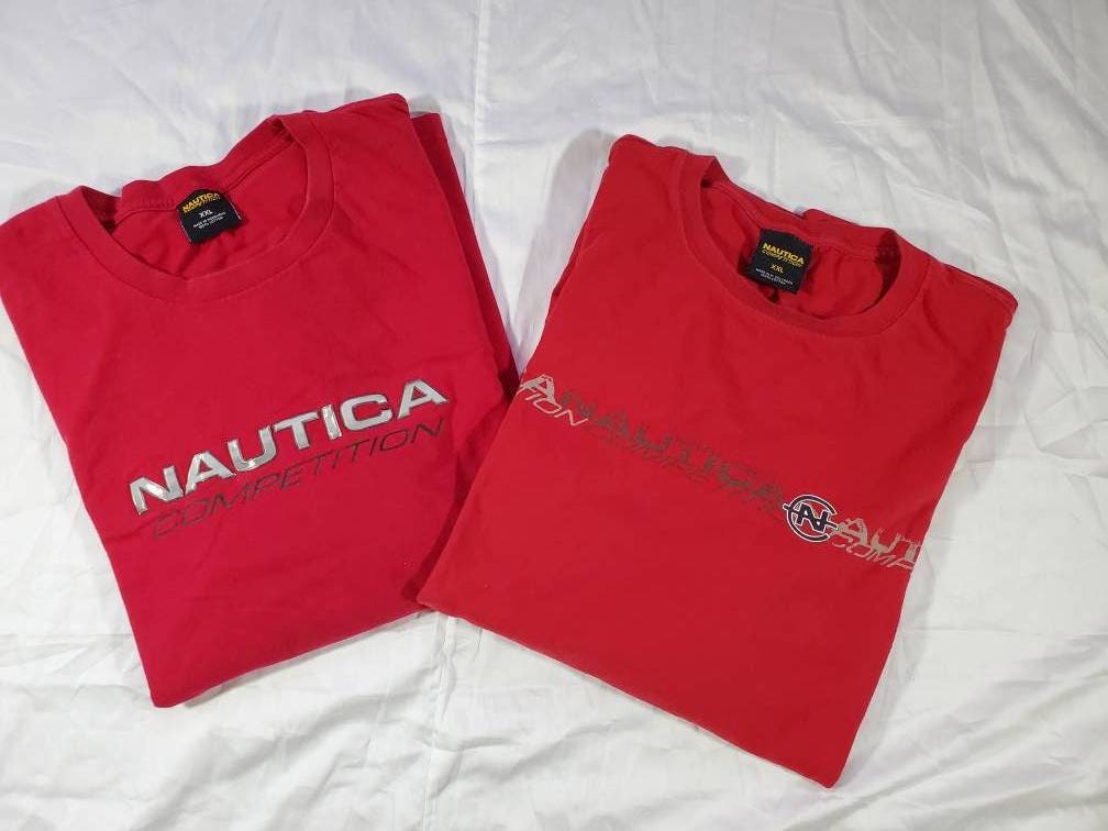 VTG 90s Y2K Nautica Competition Black Red Blue Hockey Jersey - Mens XL  Spellout
