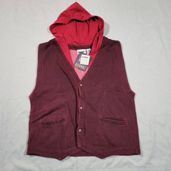 NWT Gitano Red Hooded Sweater Vest Mens Size Large