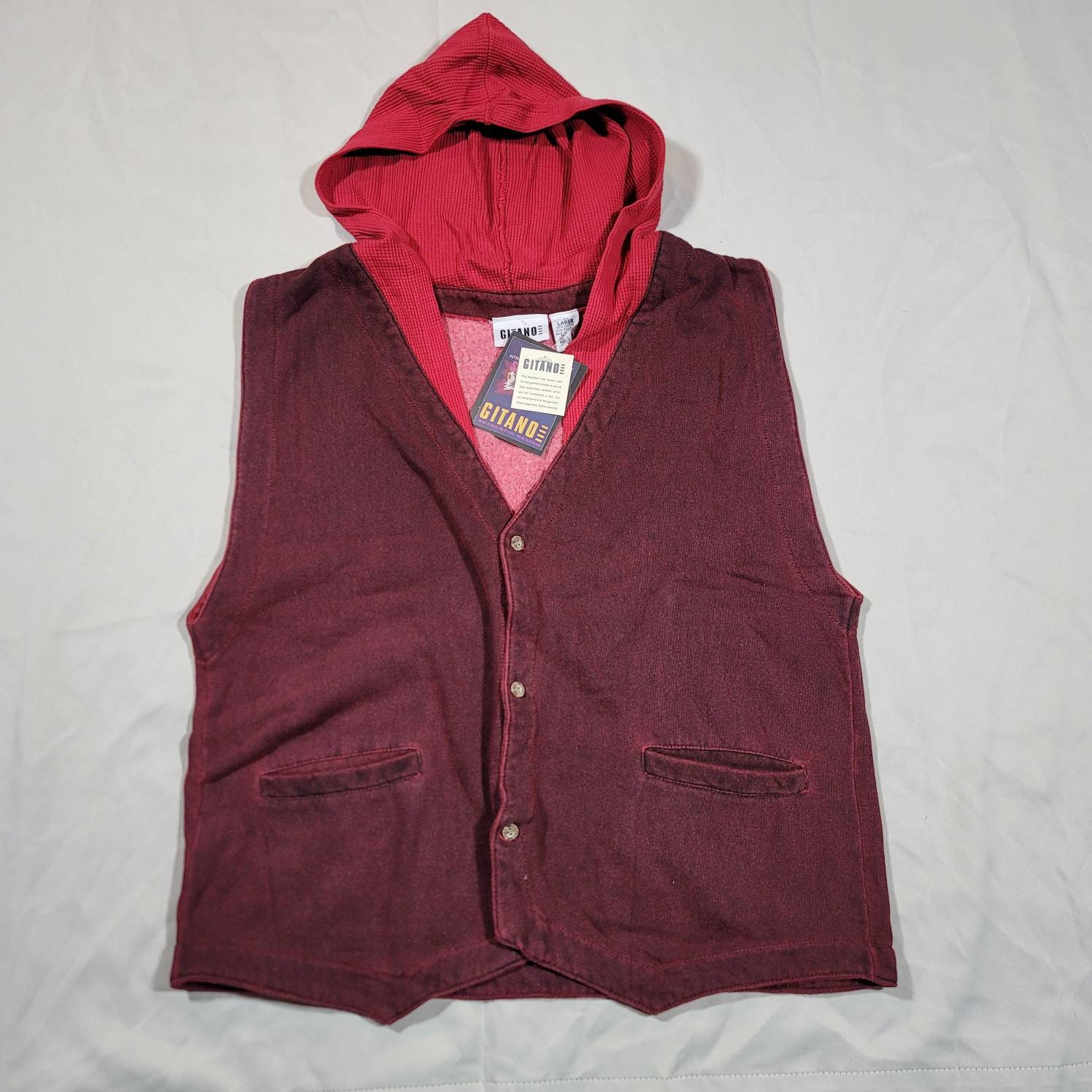 Ga terug buik weigeren NWT Gitano Red Hooded Sweater Vest Mens Size Large - Etsy