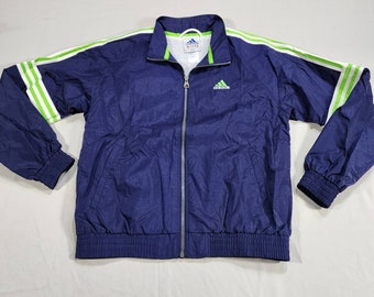Vintage Adidas Blue Windbreaker Track Jacket Full Zip Size Medium