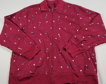 Bon Worth Golf Print Full Zip Overshirt Light Jacket XL