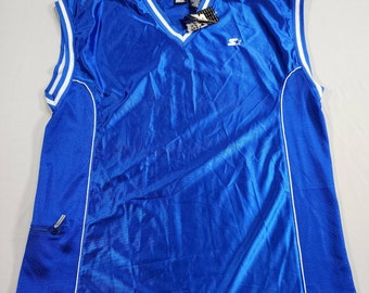 NWT Starter Blue Satin Muscle Basketball Shirt Mens XL