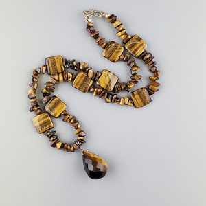 Tiger&#39;s Eye Beaded Necklace with Tiger Pendant