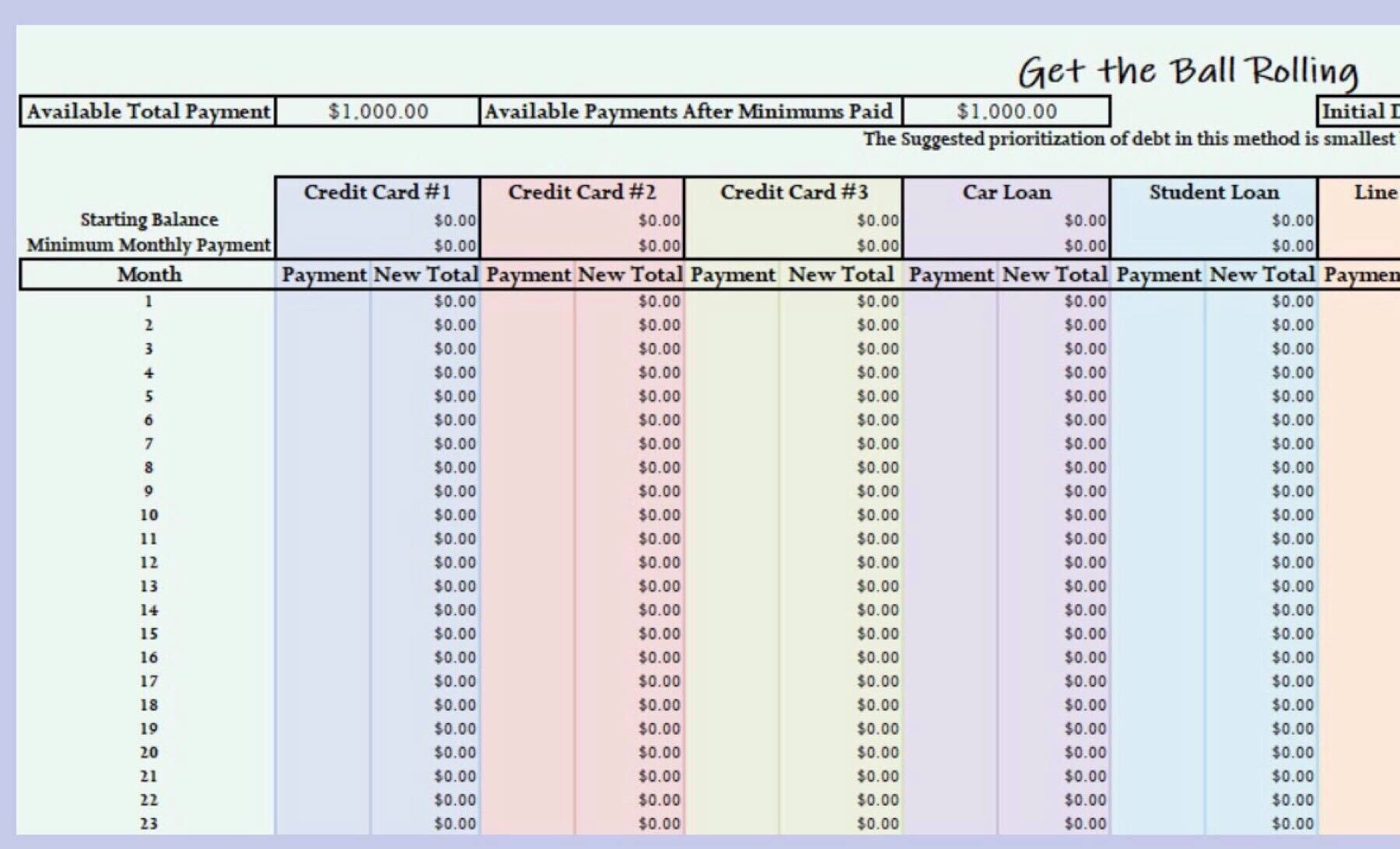 Snowball Debt Repayment Spreadsheet Template Debt Repayment Etsy Canada