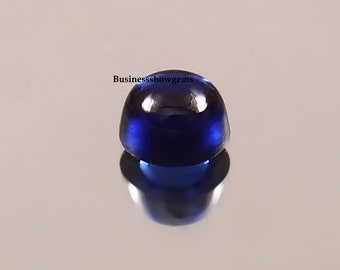 Platt baksida syntetisk labbodlad blå safir cabochon, rund ädelsten - 11 mm-20 mm