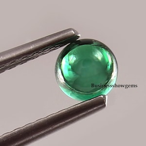 AAA Rated Lab Created Green Round Nano Crystal Emerald Size -11mm to 20mm Flat Back Cabochon Gemstones