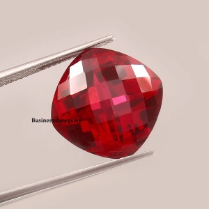 AAA Rated Bright Red Lab Created Ruby Cushion Checkerboard Faceted Cut Synthetic Corundum Gemstones 5mm-20mm-1pcs