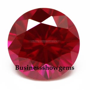 AAA Rated Handcut Bright Red Lab Created Ruby Round Faceted Gemstone, Ruby Jewelry Gemstone-1Pcs Size- 3.5mm-17.5mm
