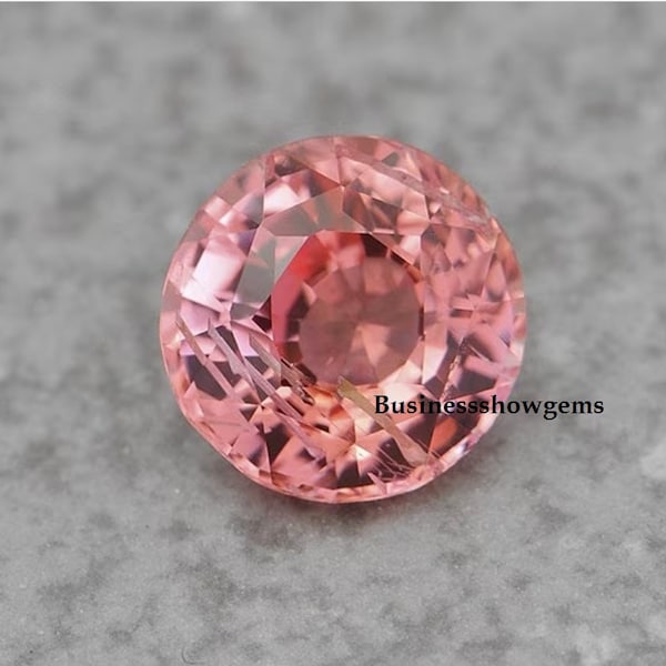 Synthetic AAA Rated Hand Cut Lab Created Corundum Padparadscha Sapphire Round 5mm to 10mm Gemstone , Morganite Stone for Jewelry-1pcs