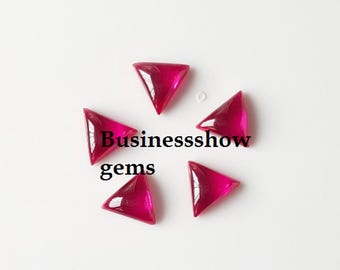 Lab-Grown Red Ruby, Triangle Cabochon, Corundum Gemstone (4mm to 18mm)