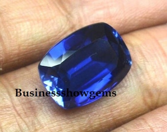 A++ syntetisk labbet blå safir kuddslipad ädelsten (5x7-15 x 20 mm) - 1 st