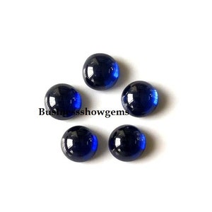 AAA Rated Lab Grown Synthetic Corundum Blue Sapphire Plain Round Shape 11mm-20mm, Flat Back Cabochon Gemstones-1pcs