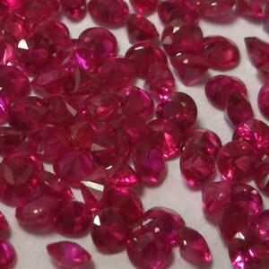 AAA Rated Lab Created Ruby Round Faceted Cut Gemstone,Machine Cut Ruby Round Gems Size-1mm-3mm 50pcs