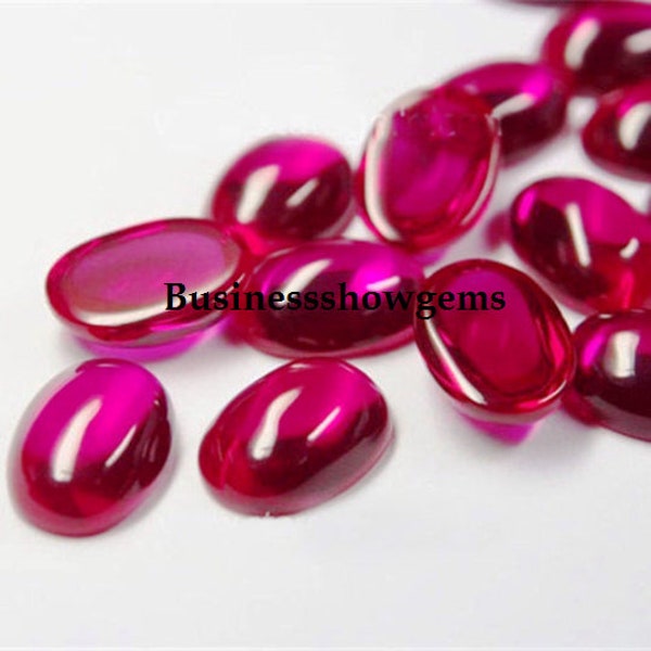 Lab Created AAA Rated Synthetic Corundum Bright Red Ruby 3x5mm-20x30mm Oval Cabochon Gemstones ( 1pcs )