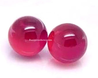 AAA Rated Lab Created Synthetic Corundum Plain Round Ruby Balls, Ruby Beads Cabochon Gemstone 3mm to 12mm