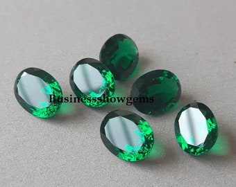 Pierres précieuses de taille ovale, nanocristaux, vert émeraude, classées AAA, pierres précieuses de 3 x 5 mm à 20 x 30 mm (1 pcs)