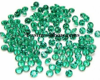 AAA Rated Lab Created Green Nanocrystal Emerald Round Shape Gemstone 1 mm to 3mm wholesale lot of Gemstone