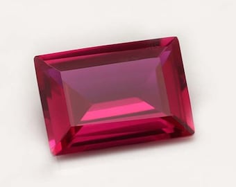 Baguette Cut Lab Created Ruby Gemstone, Red Corundum (5x7mm-12x22mm)