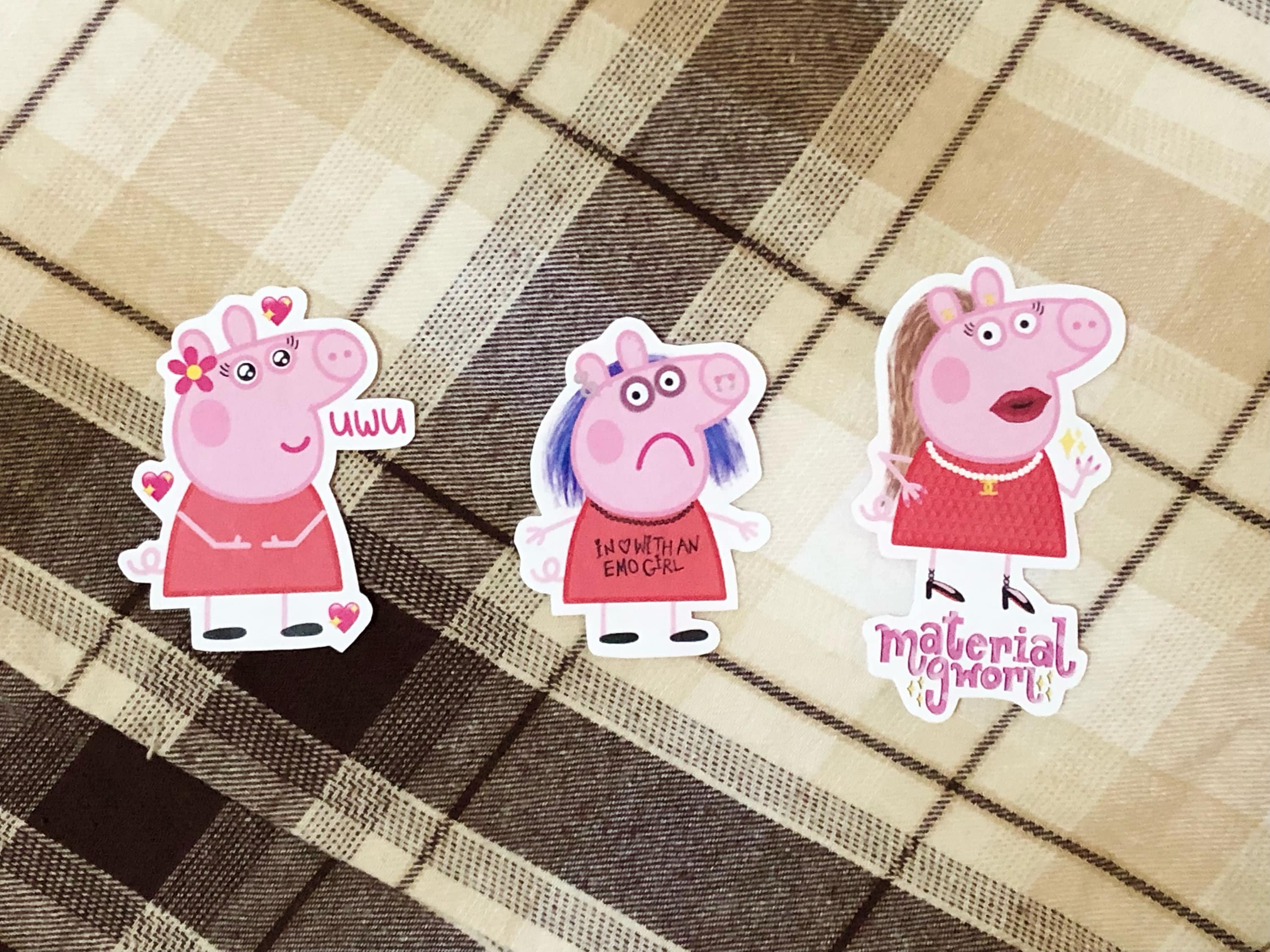 Peppa Pig Meme Sticker Set Material Girl Emo Girl UWU Girl Etsy Canada