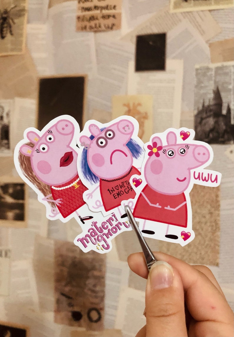 Peppa Pig Meme Sticker Set Material Girl Emo Girl UWU Girl Etsy Ireland