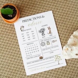 Prédictions et cartes de conseils pour la baby shower, cartes de jeu de prédiction pour bébé, cartes de prédiction pour bébé imprimables, téléchargement de jeu de devinettes pour bébé