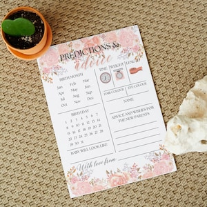 Prédictions et cartes de conseils pour la baby shower, cartes de jeu de prédiction pour bébé, cartes de prédiction pour bébé imprimables, téléchargement de jeu de devinettes pour bébé