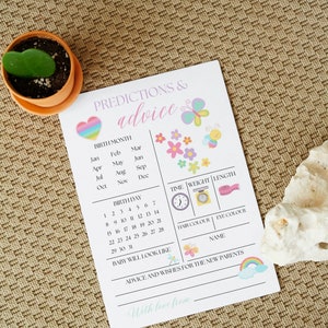 Prédictions et cartes de conseils pour la baby shower, cartes de jeu de prédiction pour bébé, cartes de prédiction pour bébé imprimables, téléchargement de jeu de devinettes pour bébé