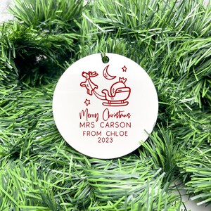 Personalised Teacher Bauble, Thank You Teacher Gift, Christmas Ornament for Teachers, End of Year Teacher Gift, Educator Appreciation Gift