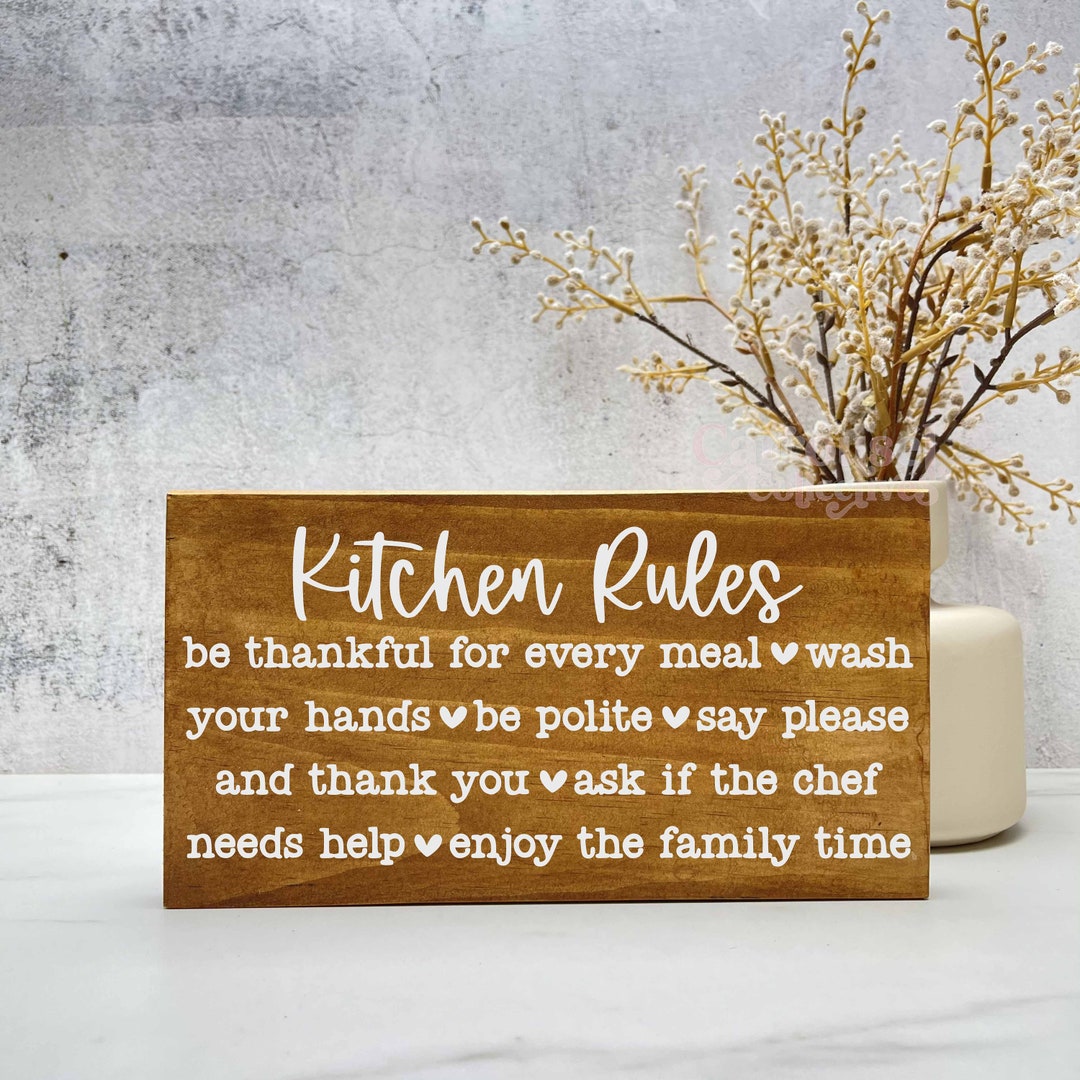 Kitchen Rules Wood Sign Kitchen Decor Rustic Decor - Etsy