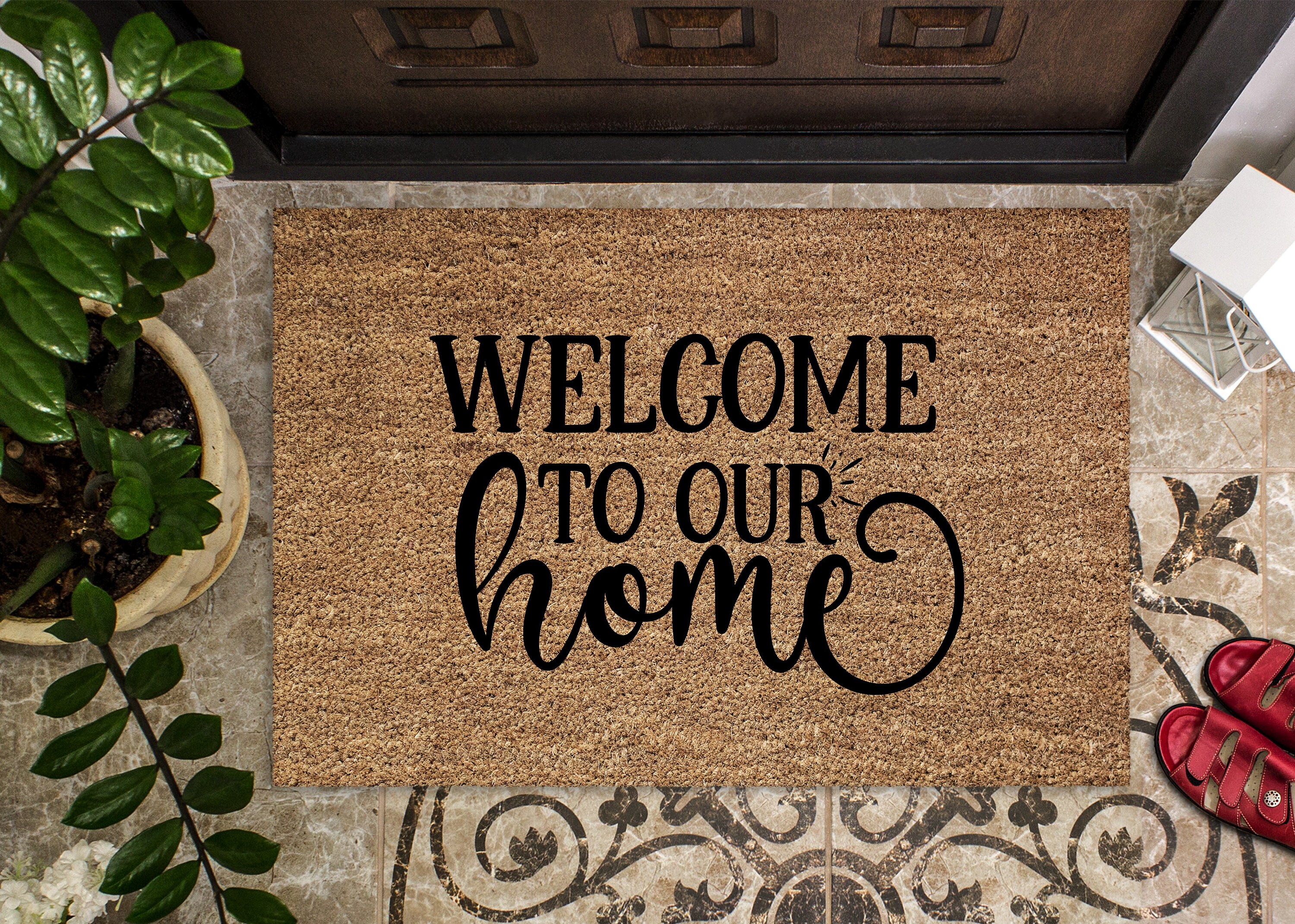 Willkommen in unserem Home Doormat Personalisierte Türmatte Etsy