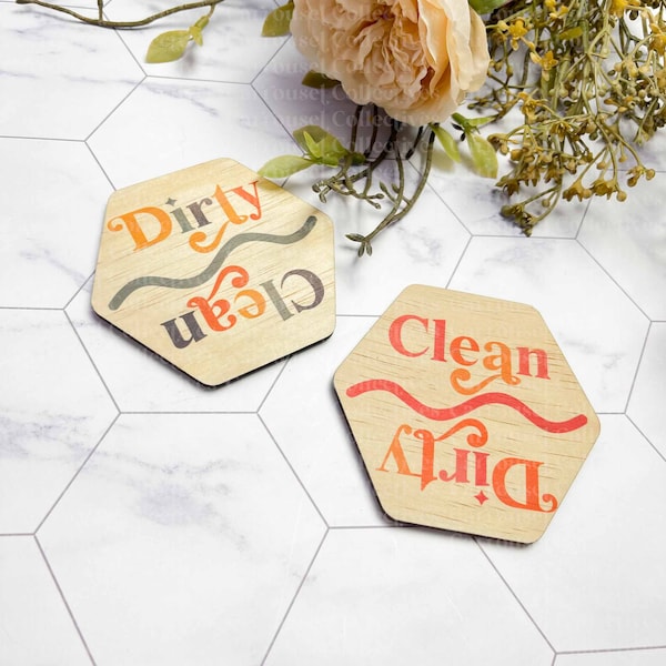 Clean Dirty Dishwasher Magnet, kitchen organisation, Reversible Kitchen magnet, kitchen dishwasher label, dishwasher labels