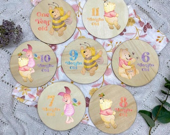 Winnie the pooh milestones cards, pooh bear baby milestones cards, winnie the pooh milestones discs, baby milestone cards, baby milestones