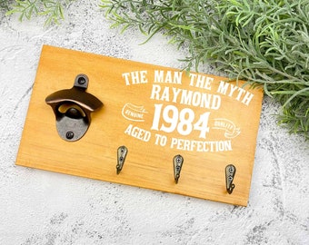 40th birthday bar sign, 1984 personalised bar sign, bottle opener sign, born in 1984 gift, 40th present, gifts for him, legend since 1984