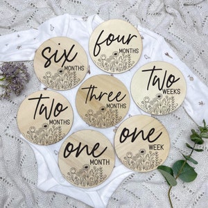 Floral milestone discs, newborn milestone cards, aesthetic milestones, month milestone cards, gender neutral milestone cards, flowers