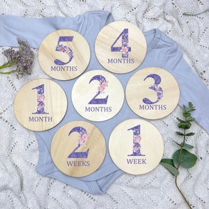 Floral milestone discs, newborn milestone cards, aesthetic milestones, month milestone cards, gender neutral milestone cards, flowers