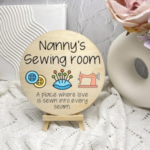 Nanny&#39;s Sewing Room Sign, Where Love is Sewn into Every Seam, nanny gift, mothers day gift, grandparent gift, gifts for her, sewing gift