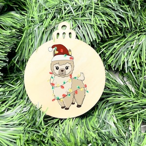 Fröhliche Llama Kugel, Christbaumkugel, Weihnachtskugel, personalisiertes Ornament, Familienschmuck, erstes Weihnachten, Feiertagsdekor