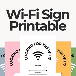 Wifi Sign Printable, Editable Wifi Password Sign Template, Modern Wifi Sign For Store, Printable Wifi Network Sign, Wifi Code Printout