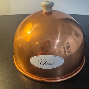 Vintage Benjamin & Medwin Copper Cheese Dome – Made in Portugal – Mid-Century Kitchenware – Ceramic Knob
