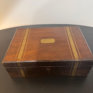 Antique Victorian Writing Slope • 19th Century Lap Desk • Wooden Travel Writing Box