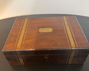 Antique Victorian Writing Slope • 19th Century Lap Desk • Wooden Travel Writing Box