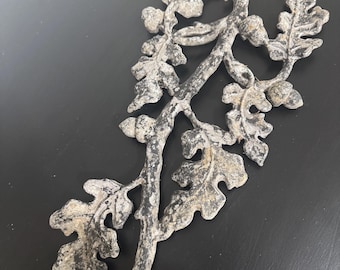 Cast Iron Architectural Salvage Acorn and Oak Leaf Wall Decor, Ironwork Pediment Fragment