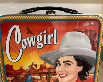 Cowgirl metal Archie McPhee metal lunchbox