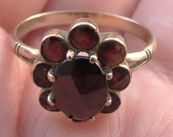 Vintage Granat Damen Ring aus 333 Gold / Art Deco / Jugendstil / Gold Rot /