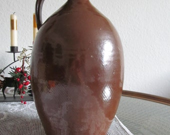 Großer glasierter Steingut Krug in braun mit Henkel / Vintage / Rustikal / Gallone / Ölflasche