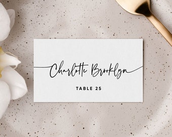 Modern Wedding Place Card Template, Printable Place Cards Wedding, Minimal Wedding Template, Calligrpahy Place Card Instant Download#EC045 G