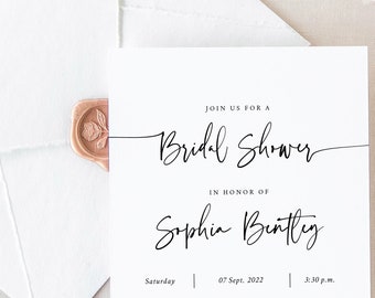 Bridal Shower Invitation Template, Instant Download Modern Template, Minimalist Bridal Shower, Style Modern Bridal Shower Invitation #B011 G