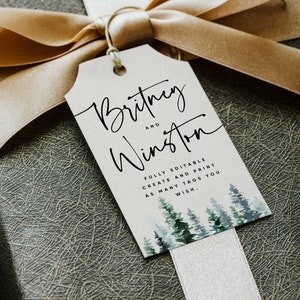 Modern Forest Minimalist Thank You Tag Template, Thank You Tag, Wedding Favorite Tag, Event Favor tag, Editable Favor Tag with Names FT052 G image 1