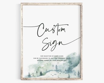 Mountain Minimalist Wedding Sign Template, Modern Wedding Printable Signs for Party, Stylish Wedding Sign, Editable Sign Template CUS052 G