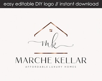 Rose Gold EditableReal Estate Logo, Rose Gold House Logo, Premade Realtor  Logo, Editable Premade Logo Design, Modern Logo, Rose Gold Frame